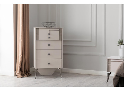 Living room White Chest of drawers 4x drawers Wooden chest of drawers Wooden cabinet Furniture