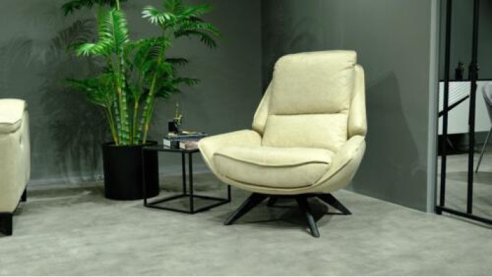 Beige leather armchair living room club chair design single seater noble furniture