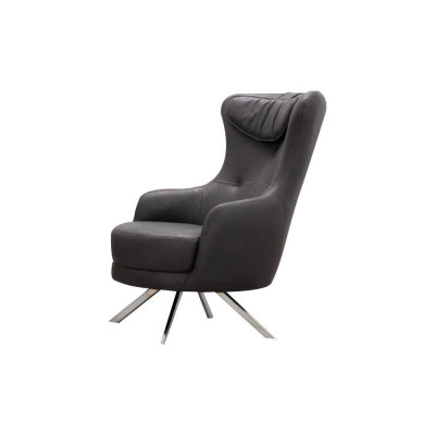 Black Leather Armchair Wing Chair Living room Luxurious Single Seater Furniture