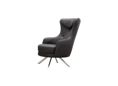 Black Leather Armchair Wing Chair Living room Luxurious Single Seater Furniture