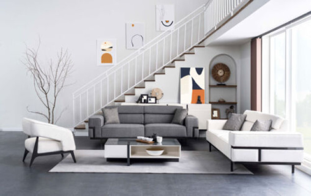 Modern Living room Set Consists of 2x Sofas and Armchair Novelty 3 pieces.