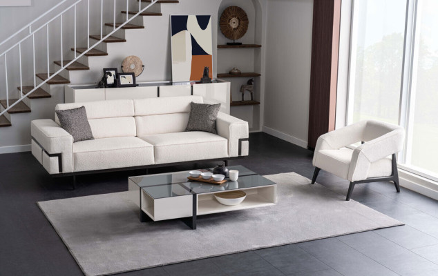 Modern Living room Set Consists of 2x Sofas and Armchair Novelty 3 pieces.