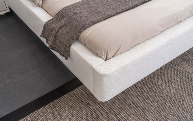 exclusive Bedroom Furniture Designer Textile Bed 2x Wood Bedside tables