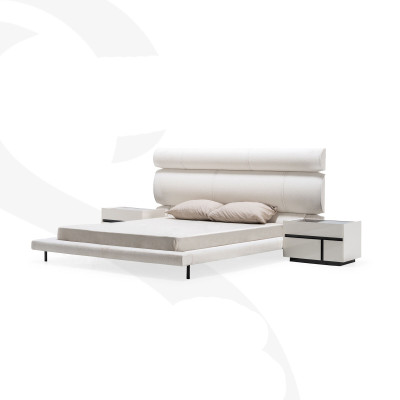 Bedroom White Suite Modern Double bed 2x Wood Night Consoles