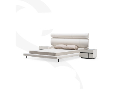 Bedroom White Suite Modern Double bed 2x Wood Night Consoles