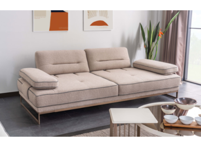 Stylish Beige Sofa Living room Three Seater Designer Upholstery Couches
