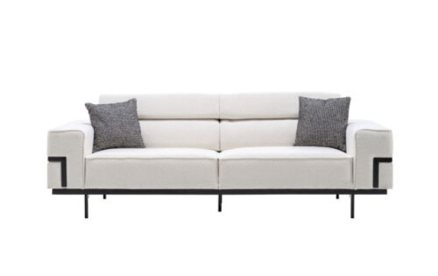 Living room White textile sofa exclusive r three-seater upholstery couch new