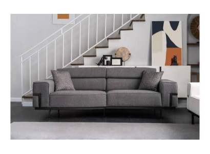 Modern Gray Upholstery Three Seater Comfort able Living room Couch 3-Seater