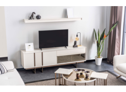 Stylish wall unit designer TV lowboard modern shelves robust furniture