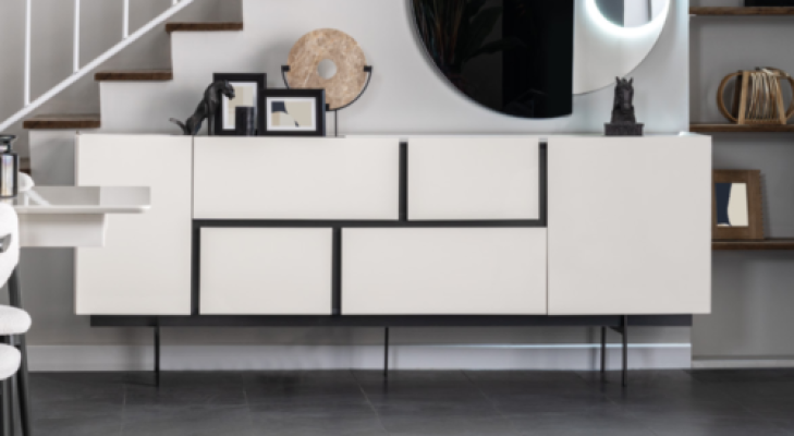 Robust Black and White Sideboard Dining room Designer Wood Chest of drawers Furniture