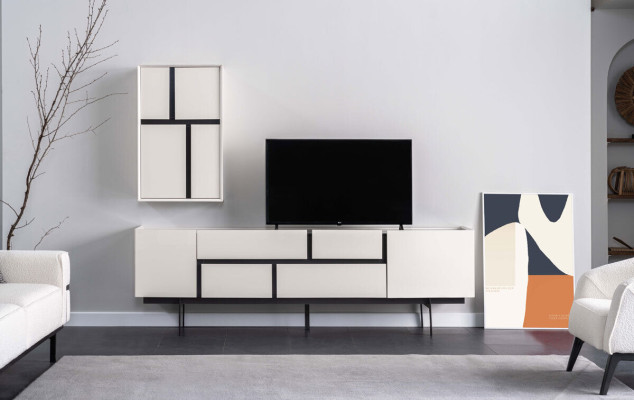 Designer wall cabinet living room furniture white color novelty modern furniture