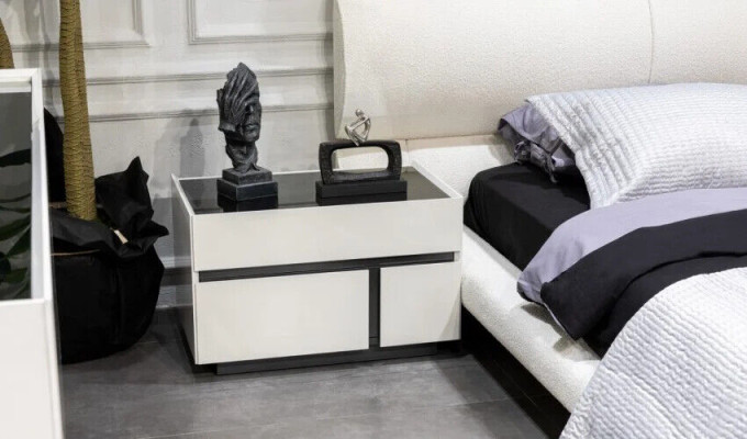 White-Black Bedside table exclusive Bedroom Night Console Wood Furniture