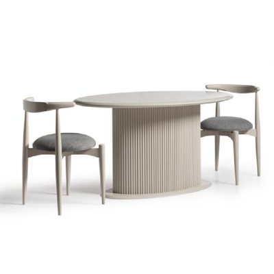 Modern wooden table Dining room table Dining table Oval Table Wood Beige 140 cm