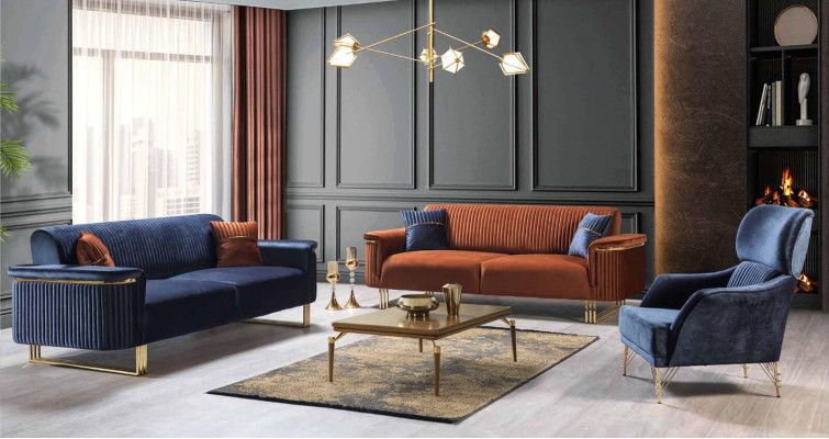 Modern living room sofa set designer three seater sofas upholstered armchairs