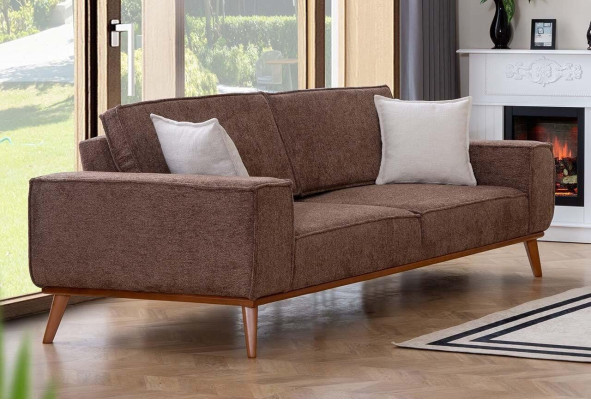 Living room Beige three-seater Luxurious white single-seater 2-piece suite