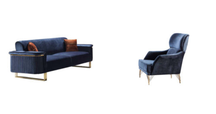 Blue's Living room Set Designer 3-Seater Upholstered Armchair Luxury Furniture 2-piece