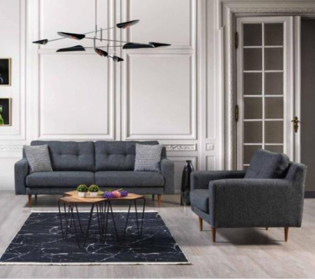 Living room Gray Sofa set Luxury Upholstery Seating Furniture Fabric Sofas Armchair