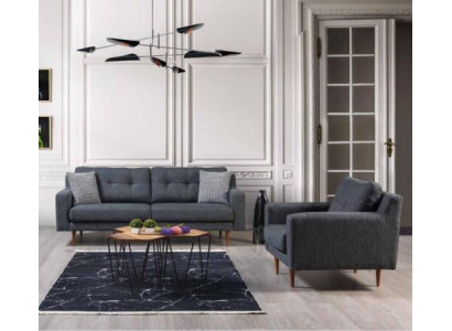 Living room Gray Sofa set Luxury Upholstery Seating Furniture Fabric Sofas Armchair