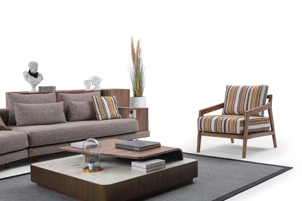 exclusive living room sofa set fabric sofa wood coffee table sideboard