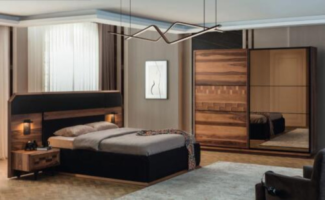 Exquisite Bedroom Suite Noble Double bed 2x Wood Bedside tables