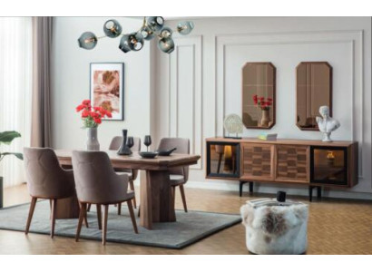 Stylish dining set exclusive r wooden table designer sideboard chairs 10 pieces