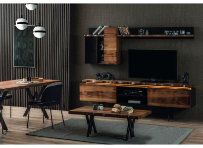 Luxurious living room wall unit wall cabinet TV lowboard coffee table 3 pieces