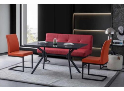 Modern Dining room Furniture Black Dining table Imitation leather Chairs Luxury Stool