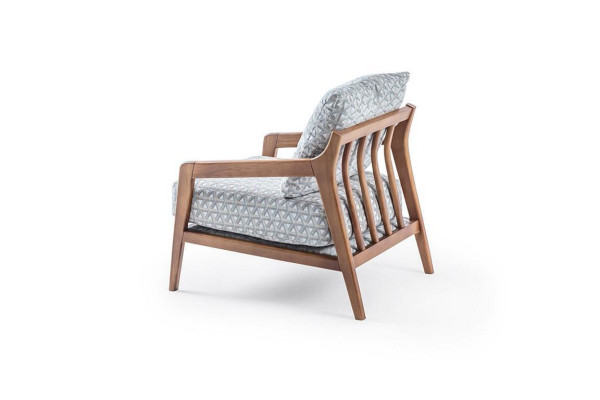 Living room White Wooden Frame Armchair Roubster Fabric Stylish single seater