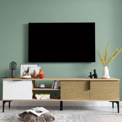 Lowboard TV cabinet Modern Design Luxury Living room Rectangular Brown White
