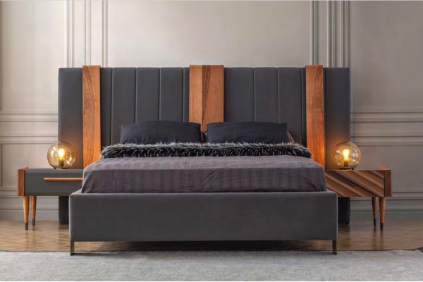 Designer Bedroom Set Luxurious Double bed 2x Bedside tables Wardrobe