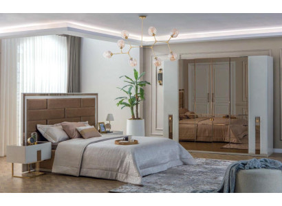 exclusive s Bedroom Set Modern Textile Bed 2x Wood Night Consoles