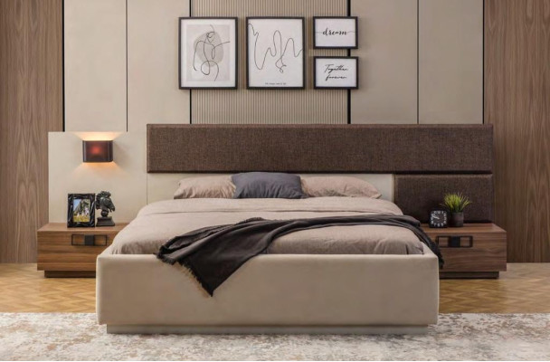 Designer Bedroom Set Modern Large Bed Wood Chest of drawers Night Console
