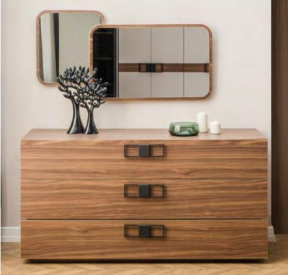 Designer Bedroom Set Modern Large Bed Wood Chest of drawers Night Console