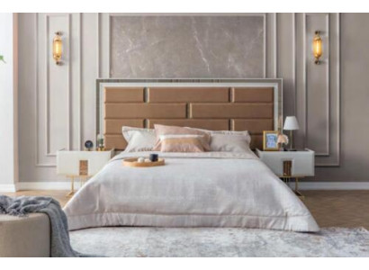 Stylish Bedroom Furniture stainless steel Bed Designer Wood Bedside tables