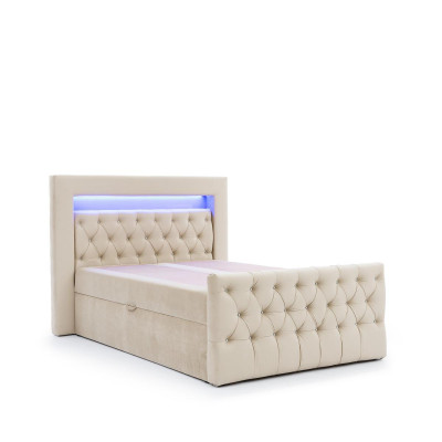 Beige Chesterfield Bedroom Suite Bed Stool 2x Bedside tables