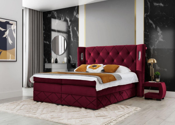 Design Bedroom Set 6 pcs Complete's Bed Bedside table Wood Modern Upholstered bed