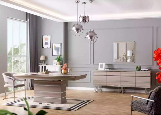 Living room beige Sideboard Mirror Design Furniture Console Wood Designer