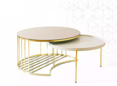Modern 2x Coffee tables Edelstah Coffee table Living room table new gold