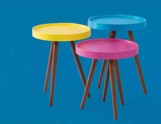 Side table 3x brown Living room Furniture Material Wood Design new