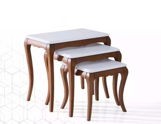 Side table 3x Living room Furniture Material Wood White Design Modern