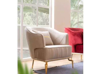 Living room Armchair Furniture Swivel Chair 1 Seater Modern Red Design Textile