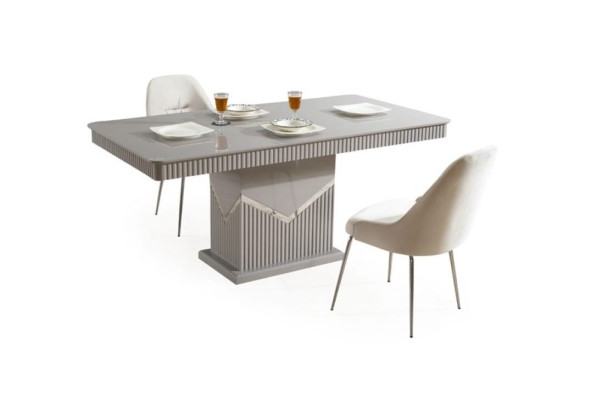 Gray Modern Dining Room Set 4x Chair Mirror Sideboard Shelf 9pcs