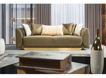 Designer sofa 3-seater green fabric sofa sofa upholstery sofas textiles couch