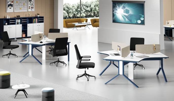 Table Office Furniture Furnishings Tables Call Center Wood 3 workstations