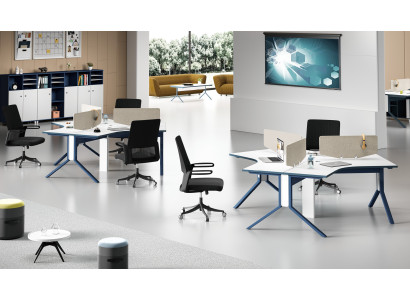 Table Office Furniture Furnishings Tables Call Center Wood 3 workstations
