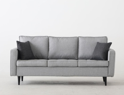 Designer 3-seater lounge sofas Living room sofa Wood Sofa Modern with Textile cover Gray