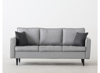 Designer 3-seater lounge sofas Living room sofa Wood Sofa Modern with Textile cover Gray