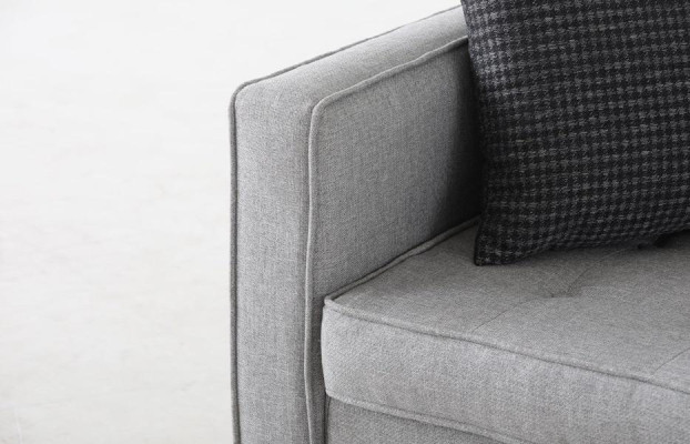 Designer 3-seater lounge sofas Living room sofa Wood Sofa Modern with Textile cover Gray