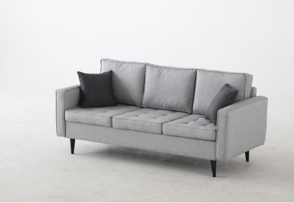 Designer 3-seater lounge sofas Living room sofa Wood Sofa Modern with Textile cover Gray