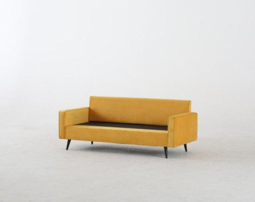 Designer 3-seater lounge sofas Living room sofa Wood Sofa Modern with Textile cover Gray